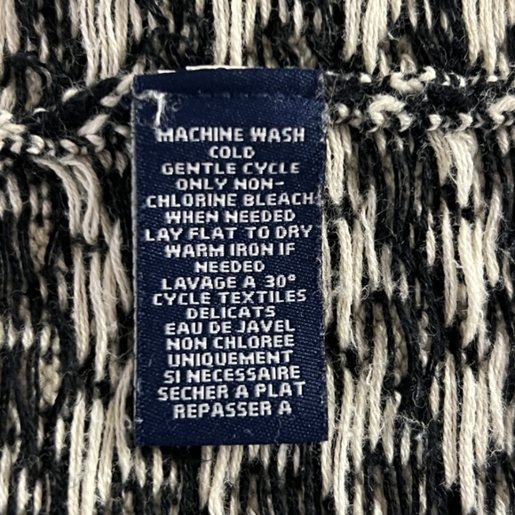 CHAPS houndstooth print jacket zipper 100 % COTTON Size M black and white - Picture 7 of 8